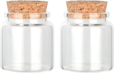 Decorative Round Glass Bottles W/ Cork Stoppers 2 Pcs