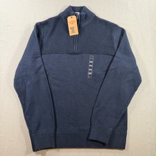 NWT Dockers Knit Sweater Mens Medium Navy Blue Pullover Quarter Zip Classic