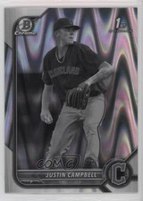 2022 Bowman Draft Chrome Black & White RayWave Refractor Justin Campbell g6p