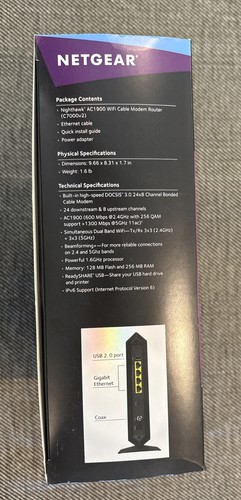 NETGEAR Nighthawk C7000v2 AC1900 Wi-Fi Cable Modem Router - Open Box - Bild 12 von 12