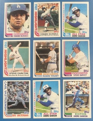 1982 Topps Baseball Cards Lot   Robin Yount/Carl Yastrzemski/Andre Dawson