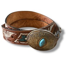 Vintage Levi's Western Belt, Carved Belt, Buckle