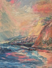 Large Abstract Landscape Canvas Wall Art Colorful Modern Handmade Painting 54x36