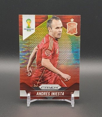 2014 Panini World Cup Prizm Andres Iniesta Yellow and Red Pulsar Prizm