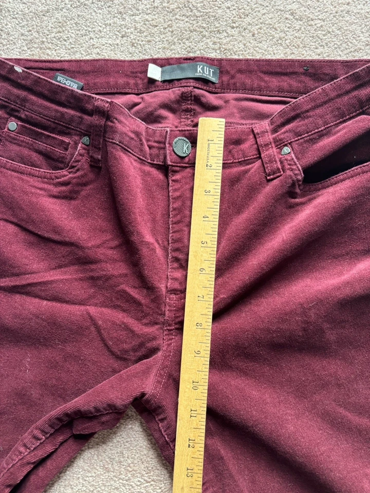 KUT from the Kloth Natalie Bootcut Pants Burgundy Corduroy Women's - SIZE 12 - Image 3 of 4