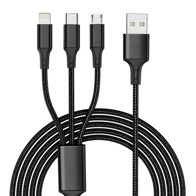 Multi USB Ladekabel 1,2M ideal für Reisen schnellladefähig für iPhone Samsung