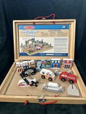Melissa Doug Take Along Town Includes 2 Buildings, 10 Vehicles 2 Bridge Extras