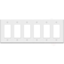 6-Gang White Metal Rocker Switch Cover Standard Size Wall Plate for GFCI,...