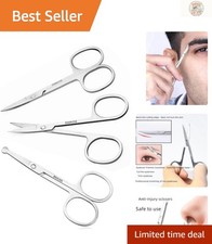 Precision 3-Pack of 3.5in Curved and Round Tip Scissors for Every Grooming Need