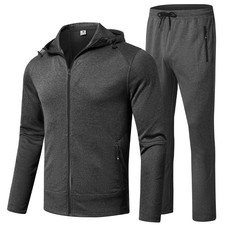 Men's Tracksuits Set Fall Winter Jacket Hoodie Sweatsuit Running Sport Pants ...