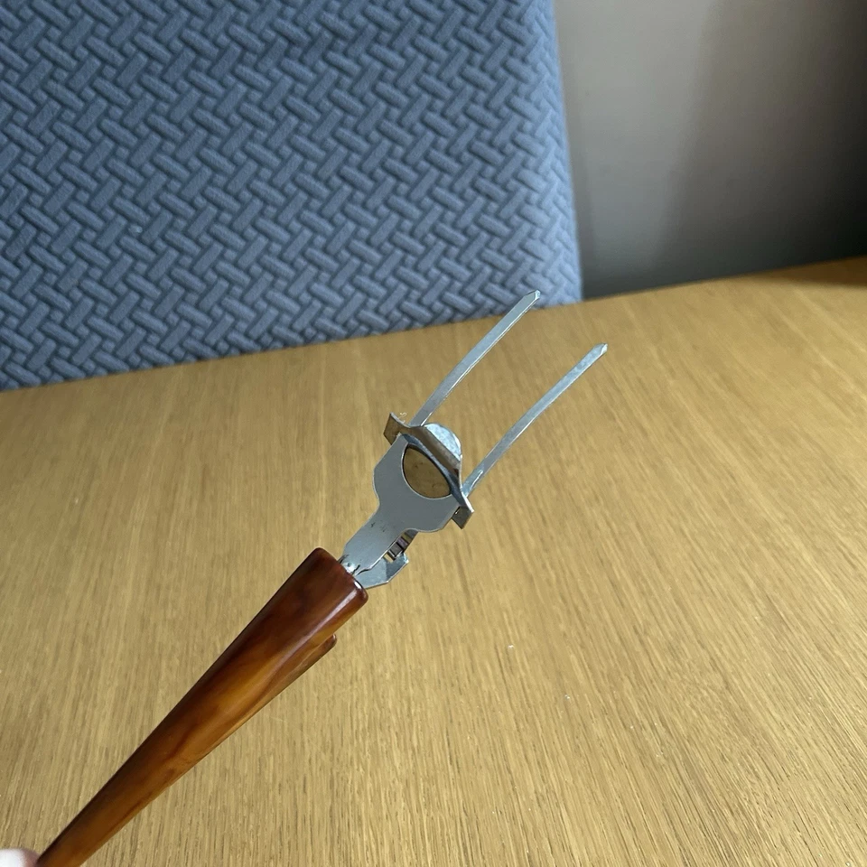 Vintage Bakelite Servette Hinged Sliding Serving Fork Tortoise Shell Design MCM - Image 3 of 4