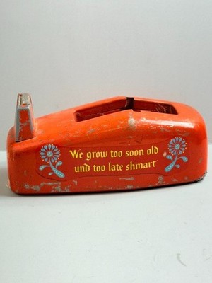 Vintage Scotch Tape Desk Dispenser Holder Cast Iron Grow Old Shmart Antique Red