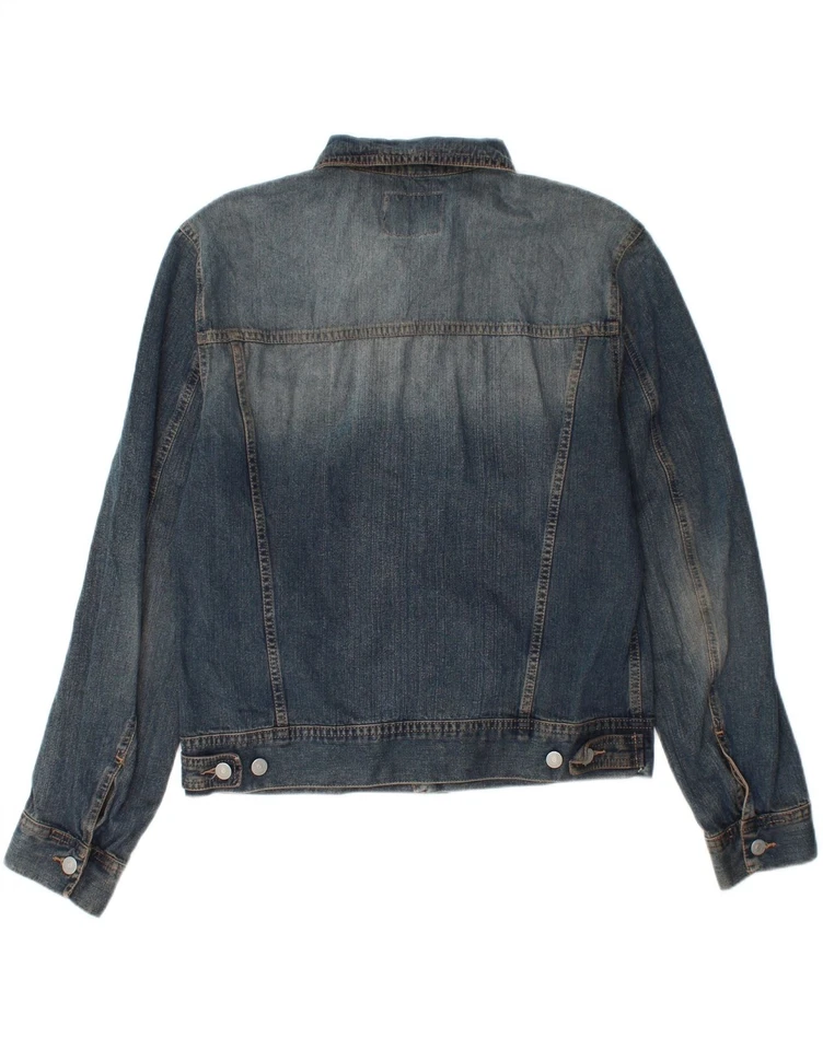 Chaqueta de mezclilla para mujer SISLEY UK 16 grande azul algodón AT13 Foto 4 de 4