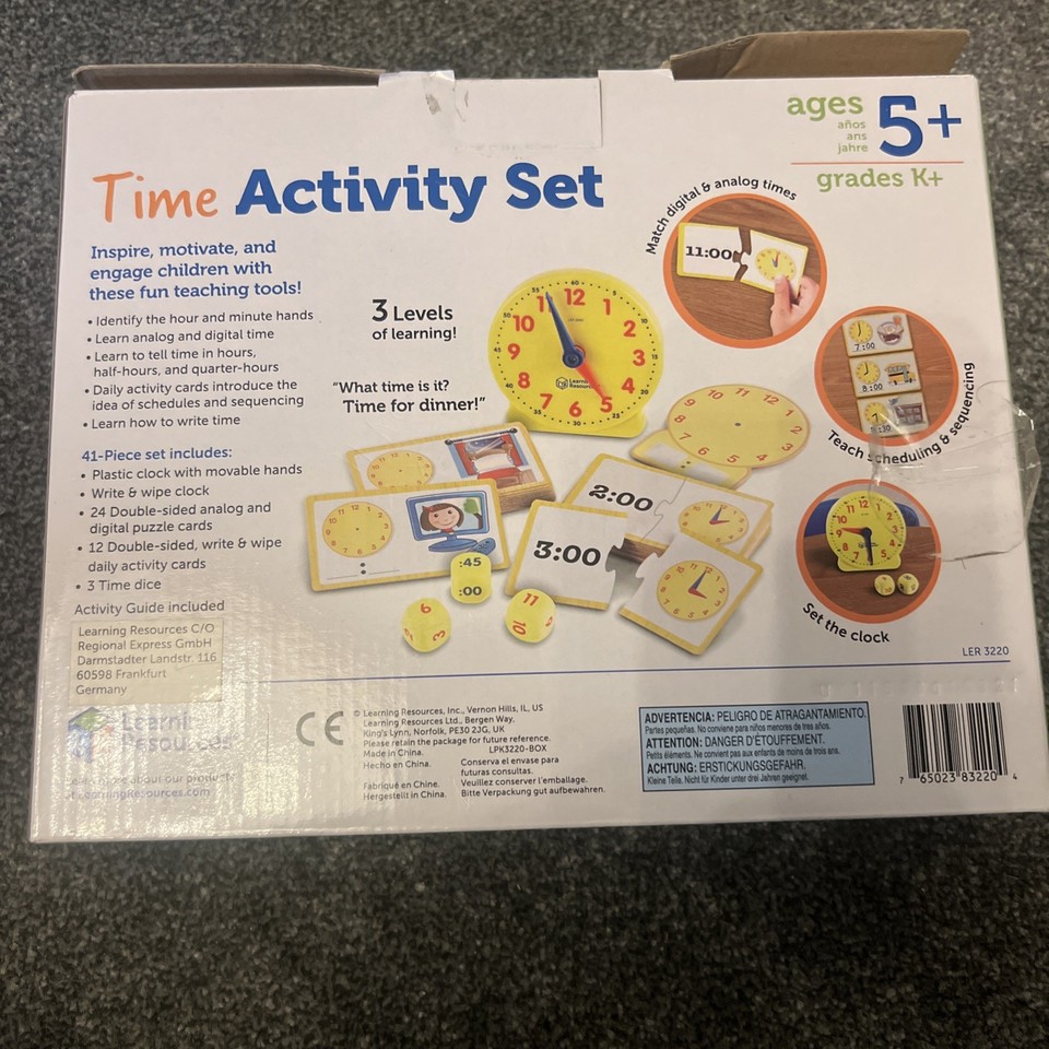 Learning Resources Time Activity Set Learn to Tell Time Toy for Kids | eBay