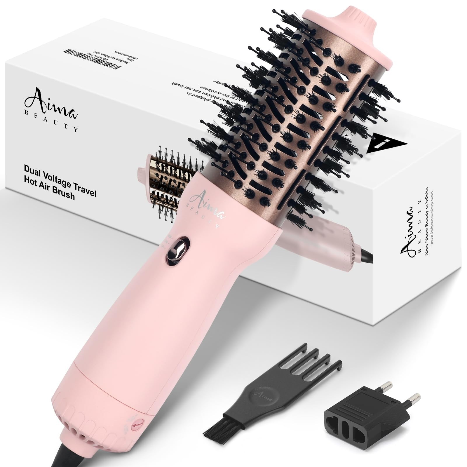 Aima Beauty Worldwide Travel Hair Dryer Brush 110V-240V Dual Voltage Blow Dry...
