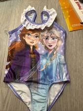 Disney Frozen 2 Toddler Girls Elsa Anna Ruffle Lined 1-Piece Swimsuit Purple 2t