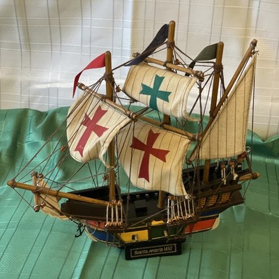 Vintage Santa Maria Flaggschiff Holzmodell Christoph Kolumbus 1492 montiert Ex/Con