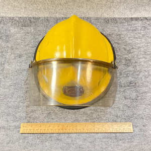 Vintage Morning Pride Vandalia Ohio Fire Fighters Helmet Yellow #28 Used