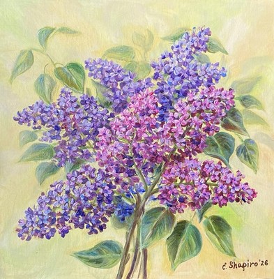 Lilac Flower Original Acrylic Painting 12x12 Panel Floral Art Wall Decor