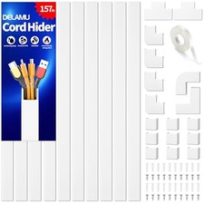 157in Cord Hider Wall, TV Cable Hider Cord 157in L x 1.18in W x 0.6in H White
