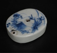 Seika Somezuke Blue & White Calligraphy Utensils Used 2.3cm x 6.5cm