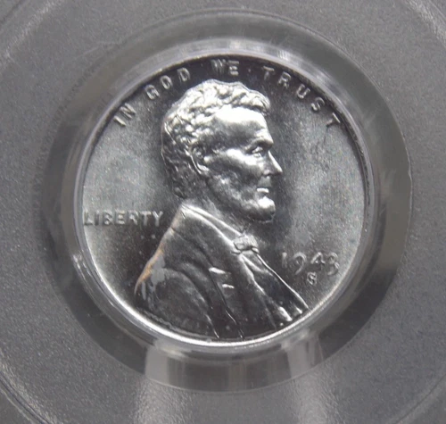 1943 "S" Lincoln WHEAT Cent STEEL Wartime Penny 1c PCGS MS67 #202 Gem BU ECC&C