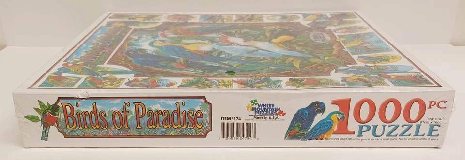 Rompecabezas White Mountain #174 Birds Of Paradise 1000 piezas como nuevo caja sellada desgaste Foto 3 de 4