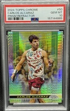 GEM MINT 2024 Topps Chrome Tennis Carlos Alcaraz #50 Prism Refractor PSA 10
