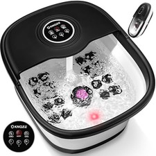 KNQZE COLLAPSIBLE FOOT SPA BATH WITH HEAT REMOTE CONTROL TIMER - BLACK/WHITE