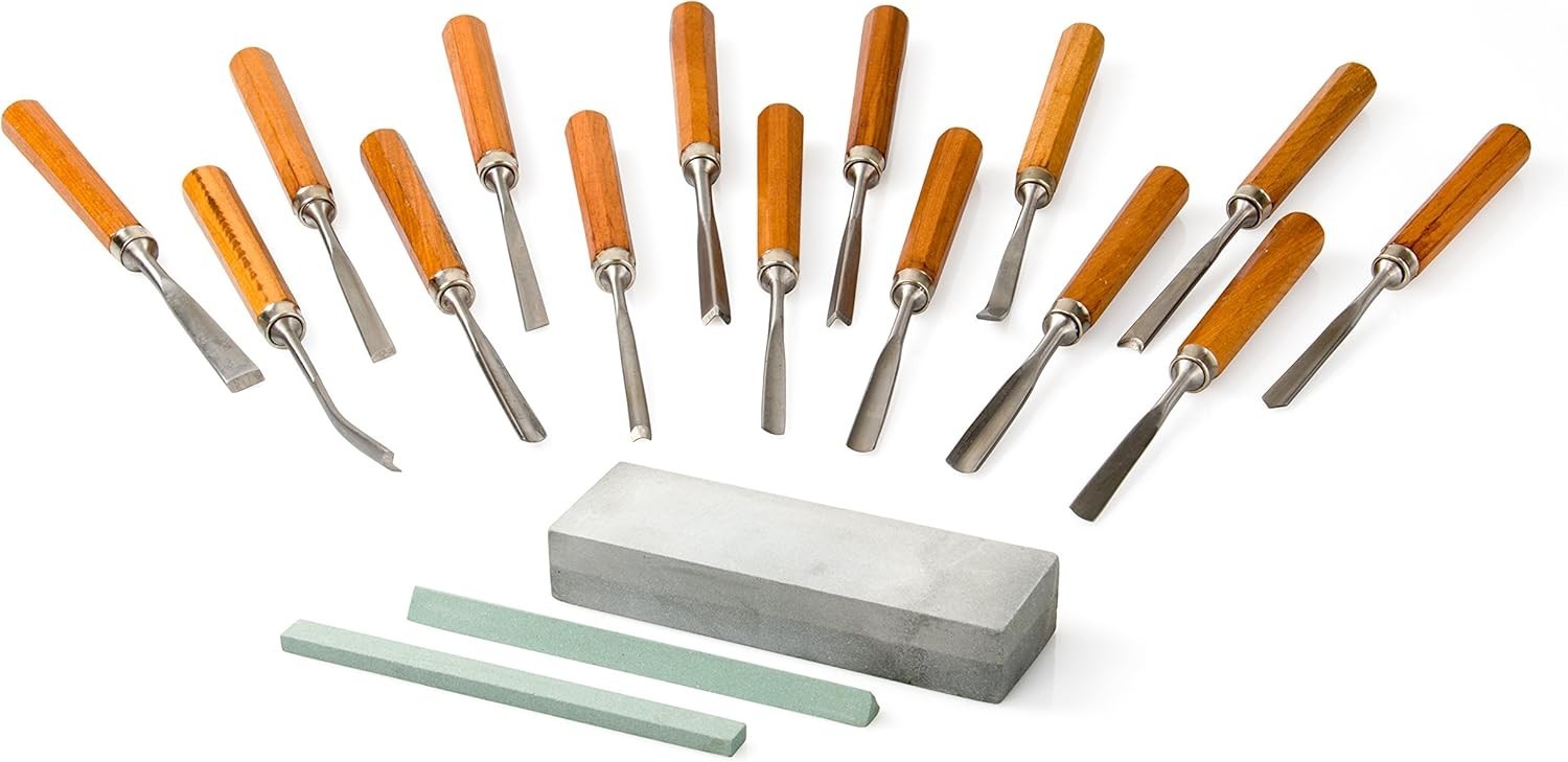 Wood Carving Set Hand Chisel Set 18 Piece Professional Woodworking Gouges Kit