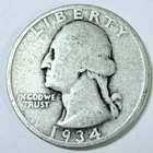 1934 D Washington Quarter Circulated Coin 90% Silver 25C  #5106