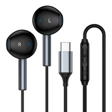USB C Headphones Wired Ear Buds for Samsung Galaxy A17 A16 Z Fold 7 Z Black