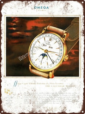 1940s Omega Cosmic Calendar Watch Home decor Wall Art Metal Sign 9x12'' A225