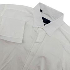 David Donahue Dress Shirt Men 17.5 34/35 White French Cuff Textured Formal
