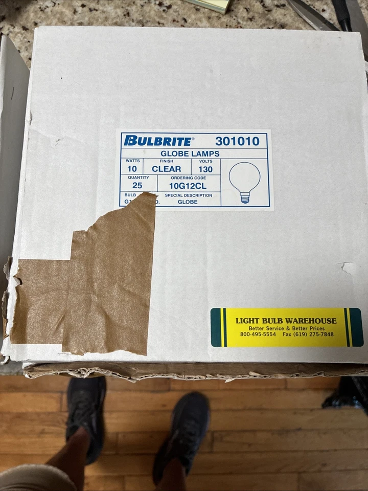 Bulbrite 10G12CL 10W 130V G12 Clear Candelabra Base Globe Bulb Lot of 48 - Image 4 of 4