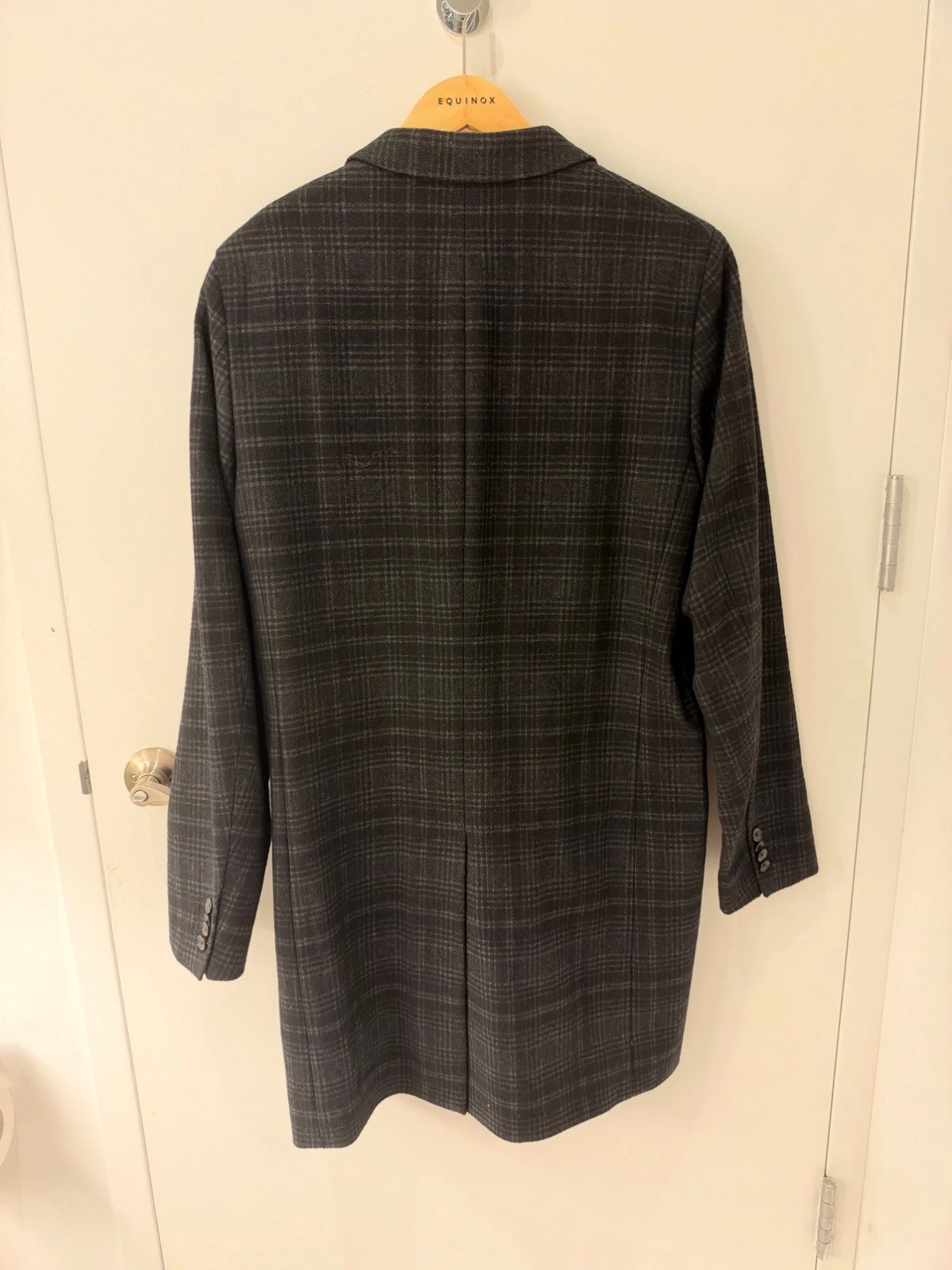 Paul Smith Overcoat 116R XL Charcoal Glen Plaid Wool Blend Topcoat Pre-Owned image 2