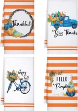 Buryeah 4 Pcs Absorbent Fall Hand Towels Pumpkin Kitchen Large, Novel Style 
