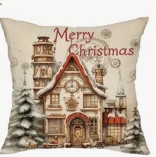 Vintage Retro Holiday Home Christmas Throw Pillow Cover Holiday Home Decor