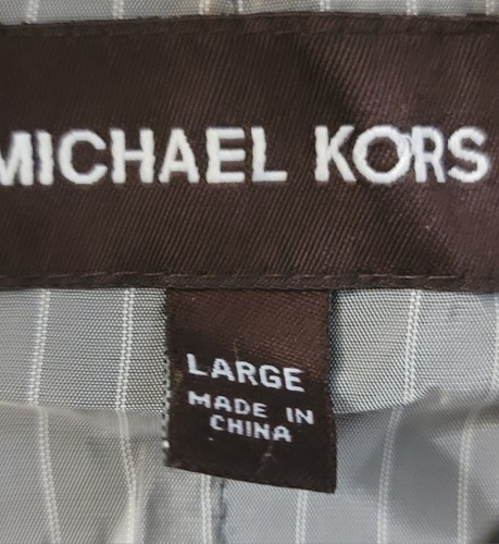 Michael Kors Men's Black Nylon/Poly Leather Trim Jacket Patch Pockets Size Large - Picture 2 of 5