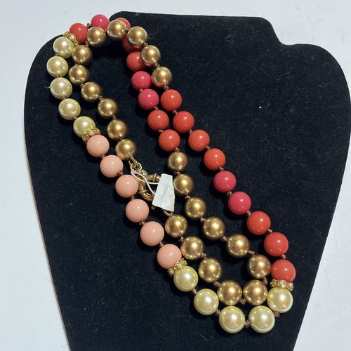 J Crew Goldtone Orange Coral Bubble Bead Balls Necklace 30” - Picture 5 of 6