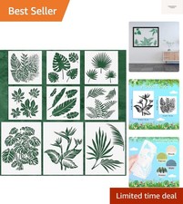 9 Pieces Reusable Painting Stencil Plastic Paint Stencils Summer Pattern Draw...