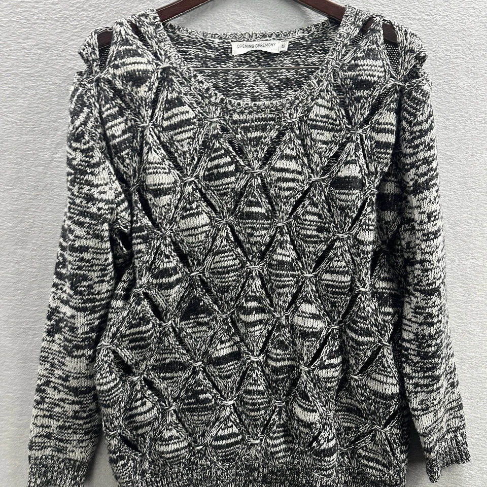 Suéter Ceremonia de Apertura Mujer XS Recorte Diamante Silencioso Lujo Minimalista Gris Foto 4 de 4
