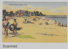 Niantic CT Sunbath Crescent Beach New London County Connecticut Postcard 1957