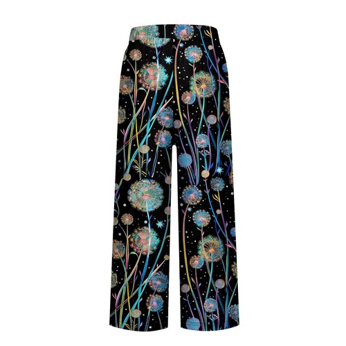 Pantalones sueltos informales florales de cintura elástica de verano de algodón y lino para mujer */ - Imagen 8 de 45