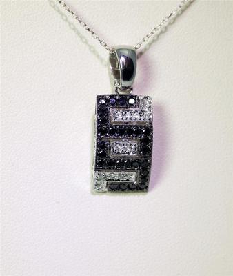 14K Weißgold 0,71tcw Schwarz & Weiß Diamant Verstärker Anhänger 1,25'' - 8367