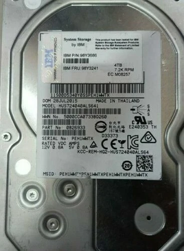 IBM 98Y3241 4TB 7.2KRPM 6Gbps SAS 3.5" LFF Hot Swap Hard Disk Drive ST4000NM0043 - Image 2 of 2