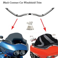 Black Contrast Cut Windshield Trim For Harley Road Glide FLTR FLTRX 1998-2013