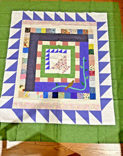 Lap Quilt or Wall Hanging Top 56  x62  Hand Made Machine Stitched Pastel Basket