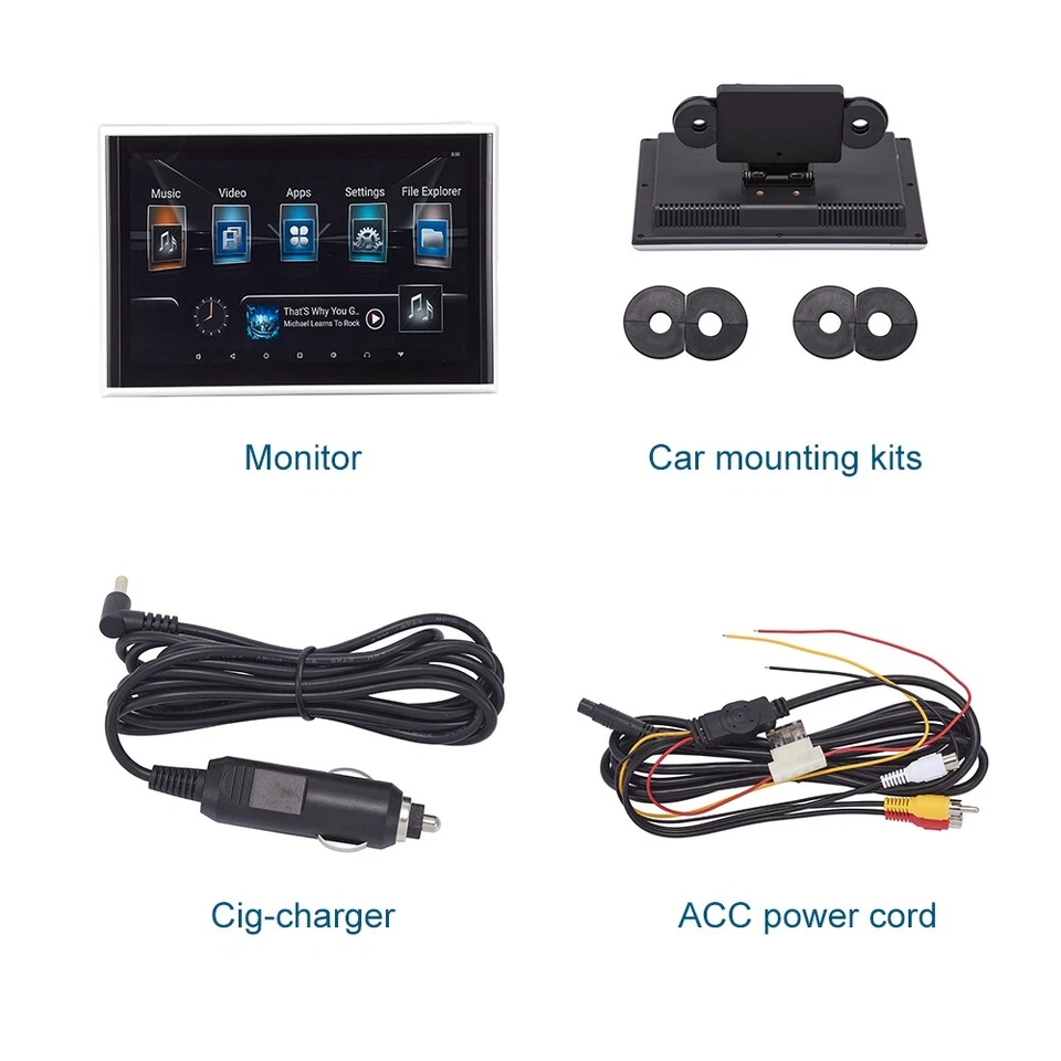 9"" Android 9.0 Reposacabezas Monitor Reproductor de Video para Coche TV Pantalla Táctil WiFi//USB Foto 4 de 4