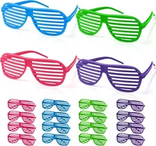 Novelty Place Neon Color Shutter Glasses 80's Party Slotted Sunglasses 4 Colors